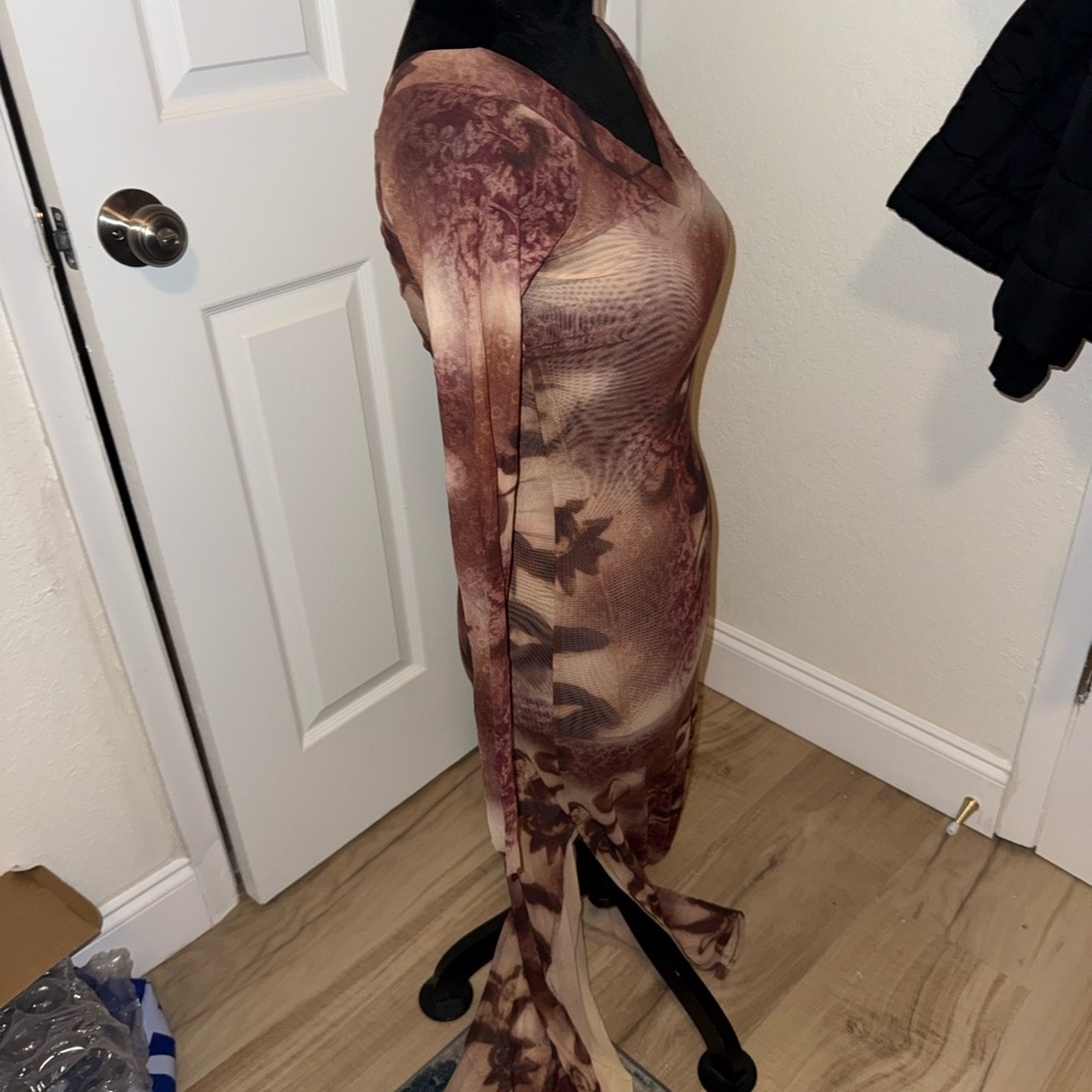 Silence + Noise Dylan Off the Shoulder Maxi Sz.S Brown Floral Dress - Picture 8 of 8